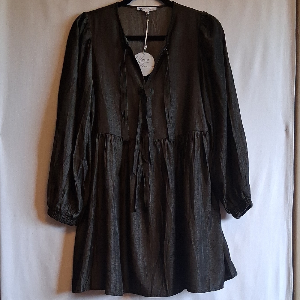 Dark Charcoal Long Sleeve Shirt Dress